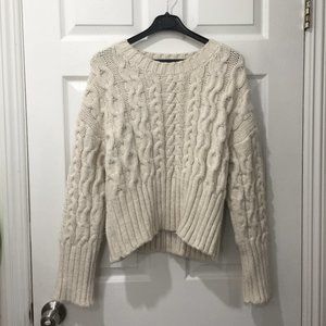 ZARA KNIT Cableknit Sweater Ivory/Ecru Size US/EUR
